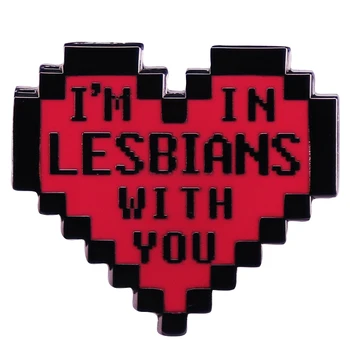 C4474 Я с тобой в лесбиянках, Радужные ЛГБТ Эмалевые булавки, Брошь в виде сердца, Металлический значок, Одежда, Школьный ранец, Аксессуары, Подарки