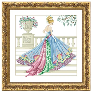 Упаковка для вышивки крестом в бальном платье принцессы 18 карат 14 карат 11 карат вышивка из белой ткани, рукоделие ручной работы.