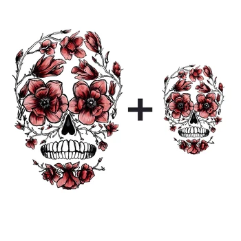 Красочные нашивки с костяным черепом в виде цветка для одежды с теплопередачей в стиле панк 