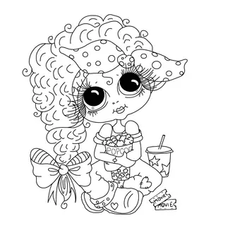 Девочка с попкорном в руках, прозрачные силиконовые штампы для скрапбукинга своими руками / изготовления открыток / детских декоративных принадлежностей 1