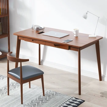 Настольный компьютерный стол из массива дерева в скандинавском стиле, простой домашний рабочий стол в спальне, письменный стол для студента, небольшой офисный стол escritorio