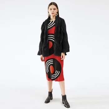 Miyake Heavy Industries / плиссированные женские пальто, Зимняя Уникальная дизайнерская куртка-кардиган, Свободная кружевная куртка, Женская ветровка