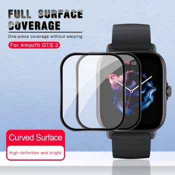 защитная пленка 2шт для смарт-часов Xiaomi Huami Amazfit GTS 3 GTS3 с изогнутым мягким волокном, полноэкранная, не стеклянная