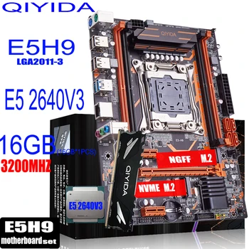 Комплект материнской платы Qiyida X99 с процессором LGA2011-3 Xeon E5 2640V3 1шт X 16 ГБ = 16 ГБ 3200 МГц DDR4 REG ECC Оперативная память NVME M.2 E5 H9