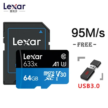Lexar 633x Высокоскоростная карта памяти Micro SD 32 ГБ 64 ГБ 128 ГБ Макс 95 М /с C10 256G 512G Захват приключений в формате HD входит в комплект адаптера