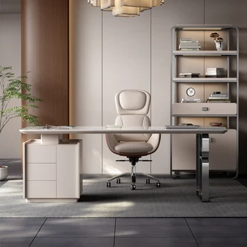 Итальянский минималистичный письменный стол, легкая роскошь, современный минималистичный офисный стол, компьютерный стол для домашнего офиса, дизайнерский стол