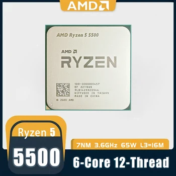 Новый AMD Ryzen 5 5500 R5 5500 3,6 ГГц Шестиядерный Двенадцатипоточный процессор 7 Нм 65 Вт L3 = 16 М 100-000000457 Сокет AM4 БЕЗ ВЕНТИЛЯТОРА