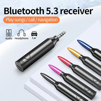 Bluetooth 5.3 Приемник 3,5 мм Разъем AUX Аудиоадаптер Беспроводной Конвертер Громкой Связи Для Автомобильного Динамика Наушников PC HD MP3-Плеера