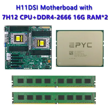 Для материнской платы Supermicro H11DSI Socket SP3 180 Вт TDP с двойным процессором EPYC 2*7H12 CPU 2шт DDR4 16 ГБ 2666 МГц RAM REV2.0