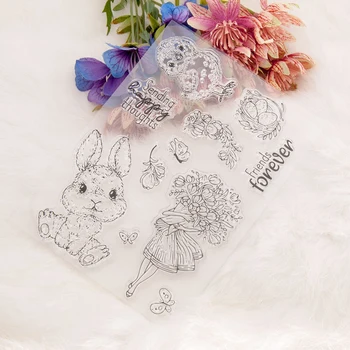 Пасхальный штамп с милым кроликом для скрапбукинга из прозрачной силиконовой резины, декор для фотоальбома своими руками