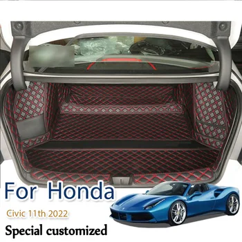 Для Honda Civic 11th 2022 Автомобильный коврик для багажника, накладка на задний багажник, Кожаный ковер для пола, протектор лотка, Аксессуары, коврики для переоборудования