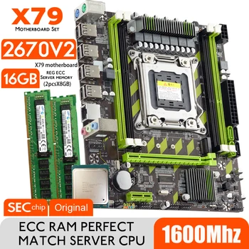 Материнская плата Atermiter X79 с XEON E5 2670 V2 2* 8 ГБ = 16 ГБ DDR3 1600 REG ECC RAM Memory Combo Kit Комплект NVME SATA Сервер