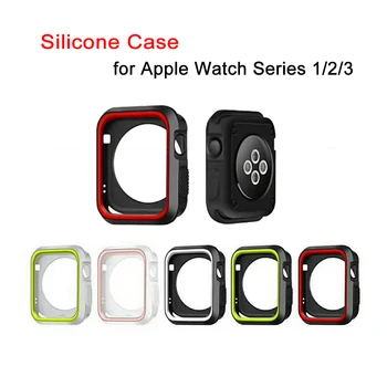 Мягкий Силиконовый Защитный чехол-Бампер для Apple Watch Серии 3 2 1 Двухцветный Тонкий чехол Гибкая Рамка для iWatch 42 мм 38 мм
