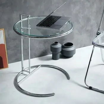 Скандинавский креативный стеклянный лифт журнальный столик прозрачный диван приставной столик современные журнальные столики дизайнерская C-образный стол металлического железа