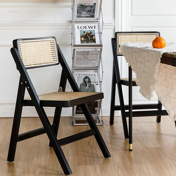 Европейские обеденные стулья из массива дерева, Домашний складной стул, Кухонная мебель, стул для отдыха во дворе, Ретро стул для проживания в семье