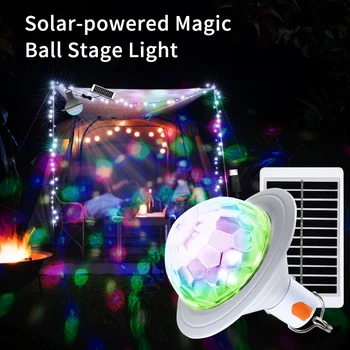 Вращающийся диско-светильник на солнечной энергии Magic Ball RGB LED Stage Light для рождественской свадьбы, украшения вечеринки DJ 3 режима