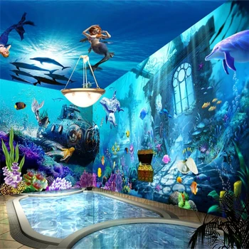 бейбеханг Подводная лодка Квест Морская Русалка обои Гостиная кафе фон пользовательские 3D фрески обои для стен настенная бумага для пола
