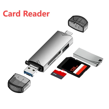 Устройство чтения карт памяти 6-в-1 Подключи и играй USB / Type-C / Micro OTG Адаптер Для Передачи данных 5 Гбит/с Устройство чтения карт SD / TF для Телефона Huawei