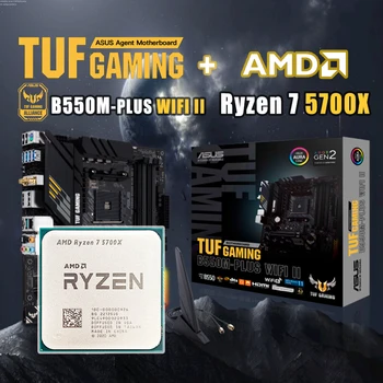 Процессор AMD New Ryzen 7 5700X R7 5700X + материнская плата ASUS TUF B550M PLUS WIFI II AM4 CPU Процессор Micro-ATX B550M 128G 4600 МГц