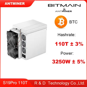 Использованный Bitmain Antminer S19Pro 110T ± 3% 3250W ± 5% Asic Биткоин BTC/BCH/BSV SHA256