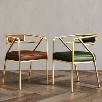 Скандинавские обеденные стулья для гостиной Современный Роскошный салон Эргономичные Кресла для спальни из искусственной кожи С золотыми ножками Дизайн Cadeira Home Furniture WK