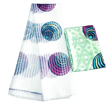 2022 Новая Многоцветная Шелковая Ткань Из Органзы В Африканском Стиле С Атласной Блузкой 3 + 3 ярда Для Женщин DressL12.31