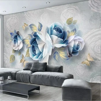 Обои beibehang на заказ гостиная спальня фрески с 3D тиснением роза Европейский ретро ТВ фон настенное украшение стены