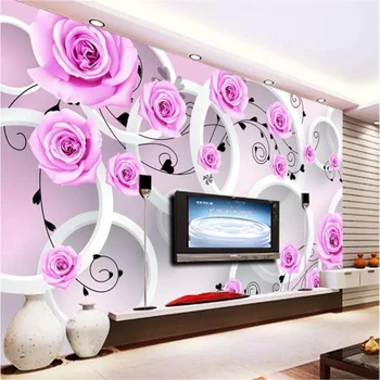 beibehang Пользовательские обои розовая лоза 3D фреска ТВ фон настенная живопись гостиная спальня обои Papel de parede 3d фреска