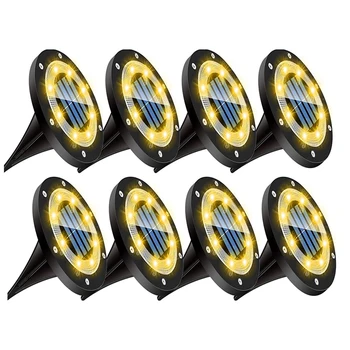 8 светодиодных солнечных дисковых фонарей Наружные наземные фонари Подземные фонари Водонепроницаемые лампы для украшения сада Ландшафтное освещение дорожек