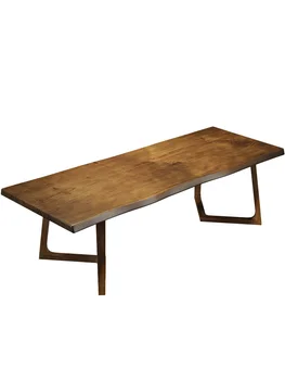 Комбинация бревенчатого стола и стула, прямоугольный бытовой длинный стол, современный чайный столик, ретро-скандинавская кофейня, стол из массива дерева