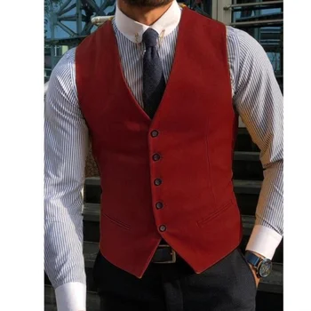 Новый мужской жилет Arrvial, классический облегающий деловой костюм из смесового хлопка, жилет для свадьбы, вечеринки, выпускного костюма, жилеты