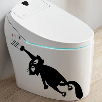 Наклейки для ванной на Хэллоуин, наклейки для туалета с черным котом, праздничные декоративные наклейки для туалета