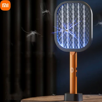 электрическая мухобойка xiaomi, лампа для уничтожения комаров, два в одном, перезаряжаемая, двойного назначения, USB-кабель для зарядки и основание