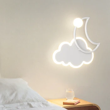 Настенные светильники для детской комнаты Современный простой креативный мультяшный Облачный Светодиодный светильник Луна Прикроватная лампа для спальни Для мальчиков и девочек Лампа для кровати на чердаке