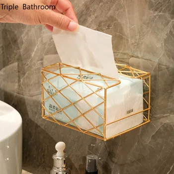 Легкий Роскошный Металлический держатель для бумажных полотенец В туалете, без перфорации, настенный Держатель для салфеток, Аксессуары для ванной Комнаты, ящик для хранения бумаги для рисования
