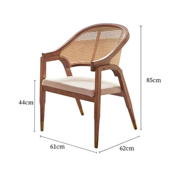 Обеденный стул из массива дерева XK из ротанга в скандинавском стиле, Кресло для отдыха в стиле Ретро, Кофейня, Ресторан, Мягкое кресло-мешок