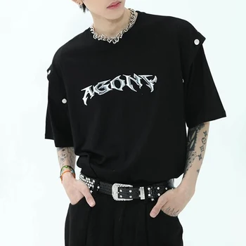 Новая Корейская трендовая футболка с короткими рукавами для ЛГБТ-мужчин, Летние футболки Y2k Street Stitching С круглым вырезом, Нишевые свободные майки Design Sense