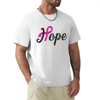 Футболка с розовой лентой Hope, футболки с информацией о раке молочной железы, короткие футболки, топы, футболки больших размеров, мужская одежда