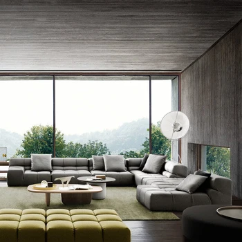 Итальянский минималистичный тканевый диван для гостиной, современный большой плоский диван, итальянский отель типа 
