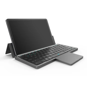 Складная клавиатура Беспроводная Bluetooth-клавиатура с откидной сенсорной панелью Кожаный чехол для Windows, Android, IOS, телефона, мини-клавиатуры