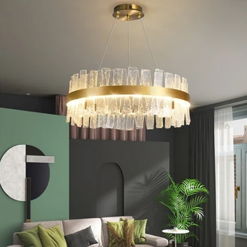 Современный хрустальный светодиодный подвесной светильник с круглой/прямоугольной подвеской, роскошный подвесной светильник для спальни, декора гостиной, светильников