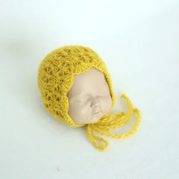 Детская шапочка ручной работы, связанная крючком, реквизит для фотосессии, мохеровая шапочка-бини для новорожденных с реквизитом для фотосъемки