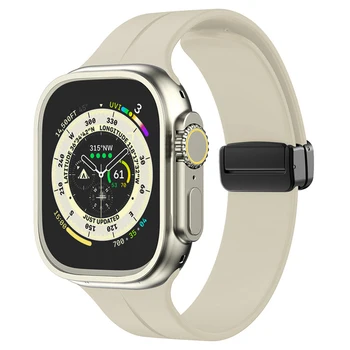 Магнитный силиконовый ремешок для Apple watch ремешок 44 мм 45 мм 38 мм 49 мм смарт-часы iwatch серии 3 4 5 6 se 7 8 ultra браслет