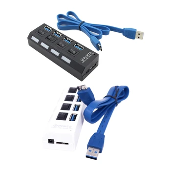 3.0 Концентратор USB Multi USB Splitter Адаптер Питания 4-Портовый Расширитель 2.0 с Переключателем
