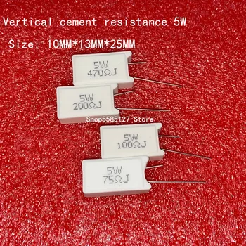 5ШТ 5 Вт Вертикальное сопротивление цемента 0,05 ~ 300 К Ом 5% 0,1R 0,15R 0,22R 0,25R 0,39R 0,47R Керамический резистор 1R 10RJ 100R 150R