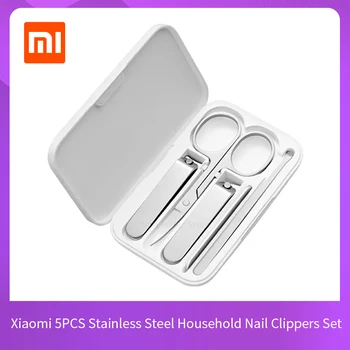 Кусачки для ногтей Xiaomi Mijia из нержавеющей стали, 5 шт. В наборе, Триммер, Кусачки для педикюра, ушная палочка, пилочка для ногтей, профессиональные косметические инструменты