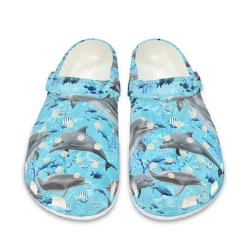 Beliodome Blue Dolphin Design, унисекс, садовые сабо, Повседневные нескользящие быстросохнущие сандалии, Летняя противоскользящая пляжная обувь для женщин