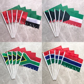 14x21cm 5pcs Объединенные Арабские Эмираты UAB Кувейт Южная Африка Гамбия Ручные Маленькие Мини-Флаги-Палочки Украшения Флаги Для Вечеринки
