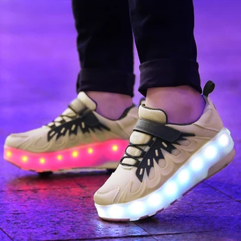 Светящиеся роликовые кроссовки для детей, девочек, мальчиков, светодиодные колеса, кроссовки, фонари, Светящаяся обувь для катания на коньках, зарядка через USB, уличный тренд