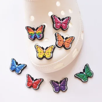 8 Шт. разноцветных аксессуаров-бабочек из ПВХ, очаровательные крылья, декоративные сандалии с пряжкой, подарок для детской вечеринки в случайном порядке